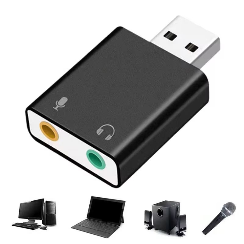 7.1 Ch Microphone Sound Adapter External USB Audio Sound Card USB To Jack 3.5mm Converter Headphone Adapter