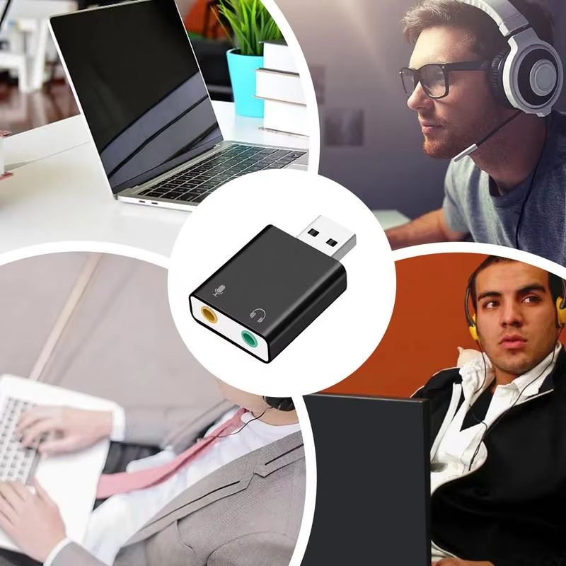 7.1 Ch Microphone Sound Adapter External USB Audio Sound Card USB To Jack 3.5mm Converter Headphone Adapter