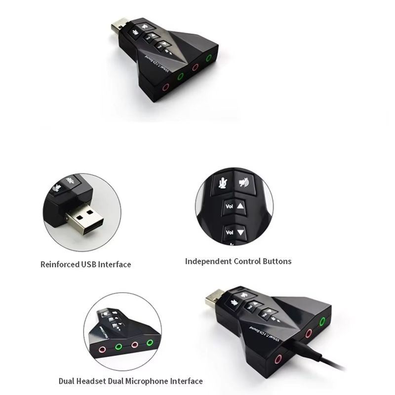 7.1 Ch Microphone Sound Adapter External USB Audio Sound Card USB To Jack 3.5mm Converter Headphone Adapter