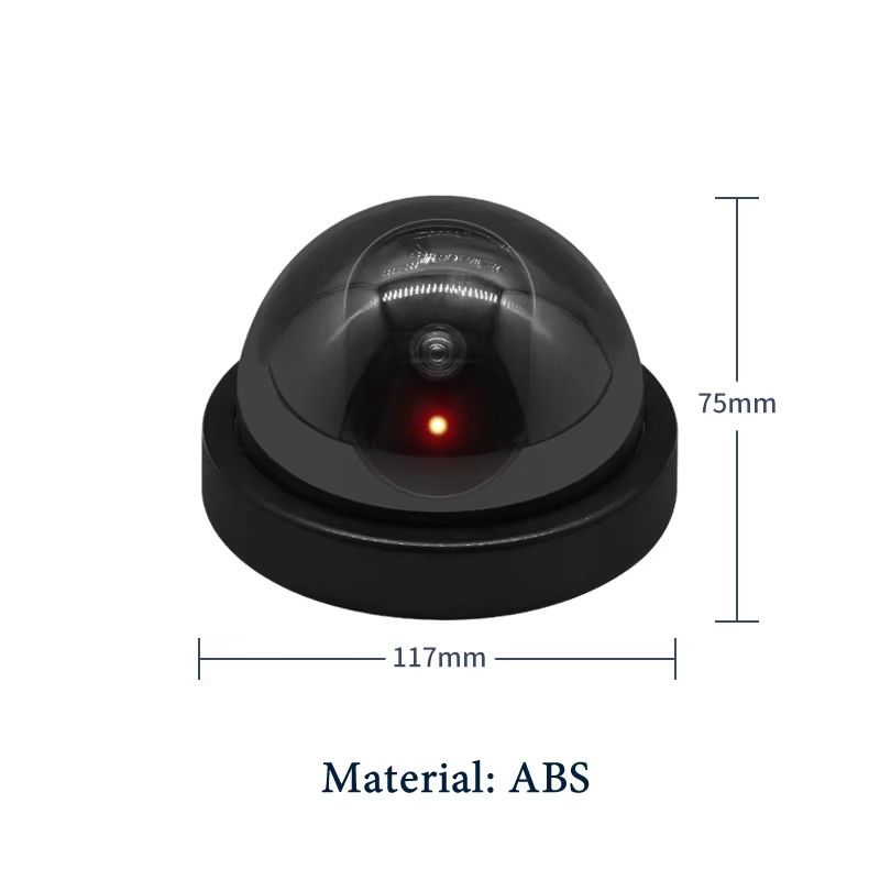 2pcs Simulation Black Dome Camera Red Flashing LED Light Home Office Surveillance Security System Dummy CCTV Security Camera