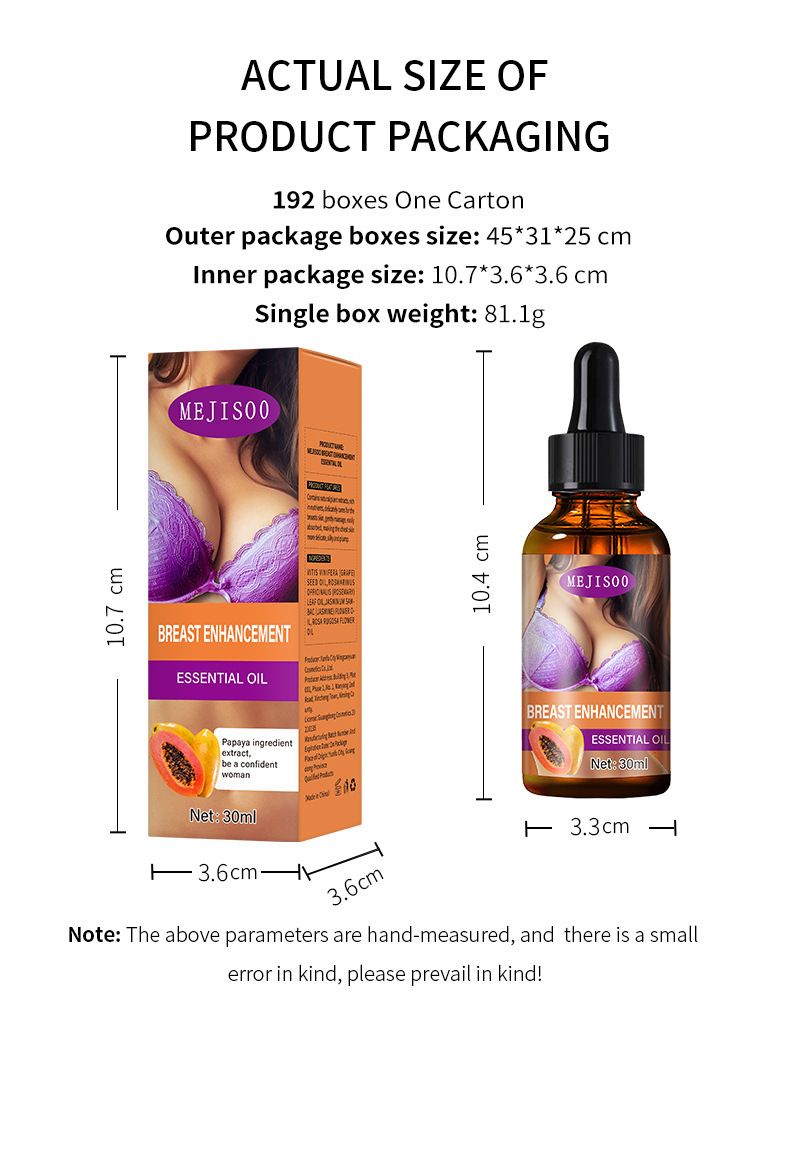 Papaya Breast Enlargement Essential Oil Farming Enhancement Breast Enlarge Big Bust Enlarging Bigger Lift Chest Massage Care Oil