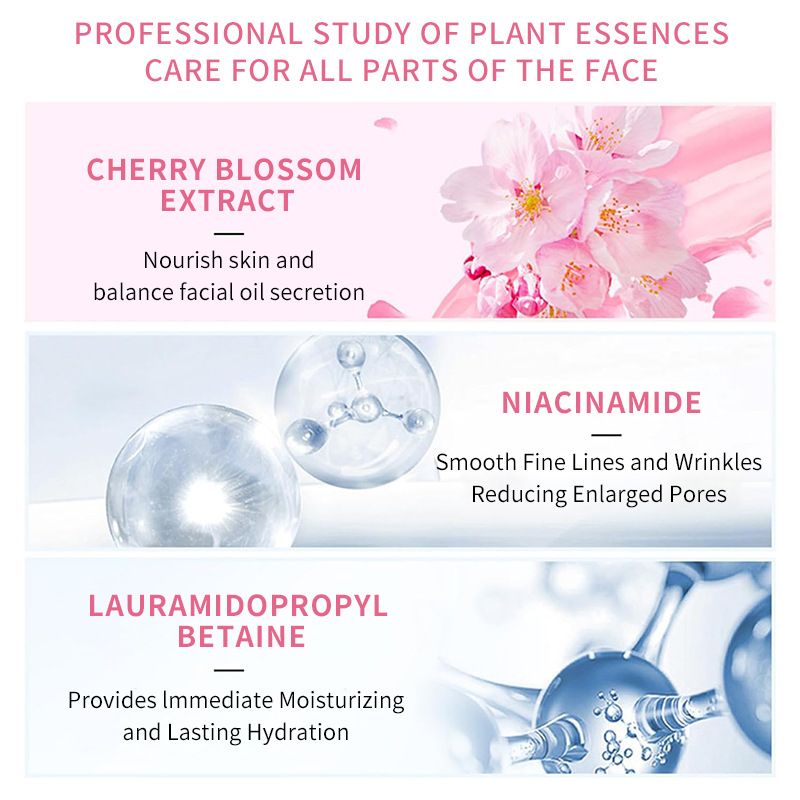 Sakura Kit Skin Care Sets Moisturizing and Reducing Fine Lines Cleansing Pore Product 5-Piece JAPAN Skincare Set Face cleanser- Face toner-Sakura serum -Facial cream - Eye cream  prefect gift