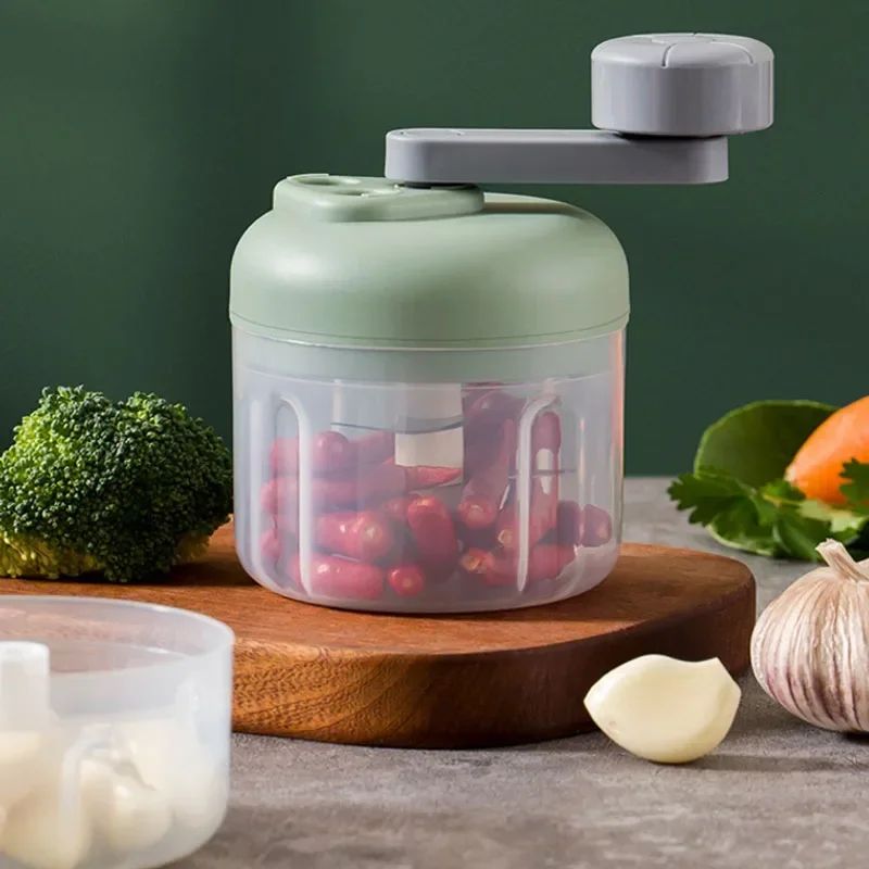 250ML Manual Food Processor Mini Cordless Vegetable Chopper with Handle Multifunctional Garlic Pounder Hand Crank Garlic Masher