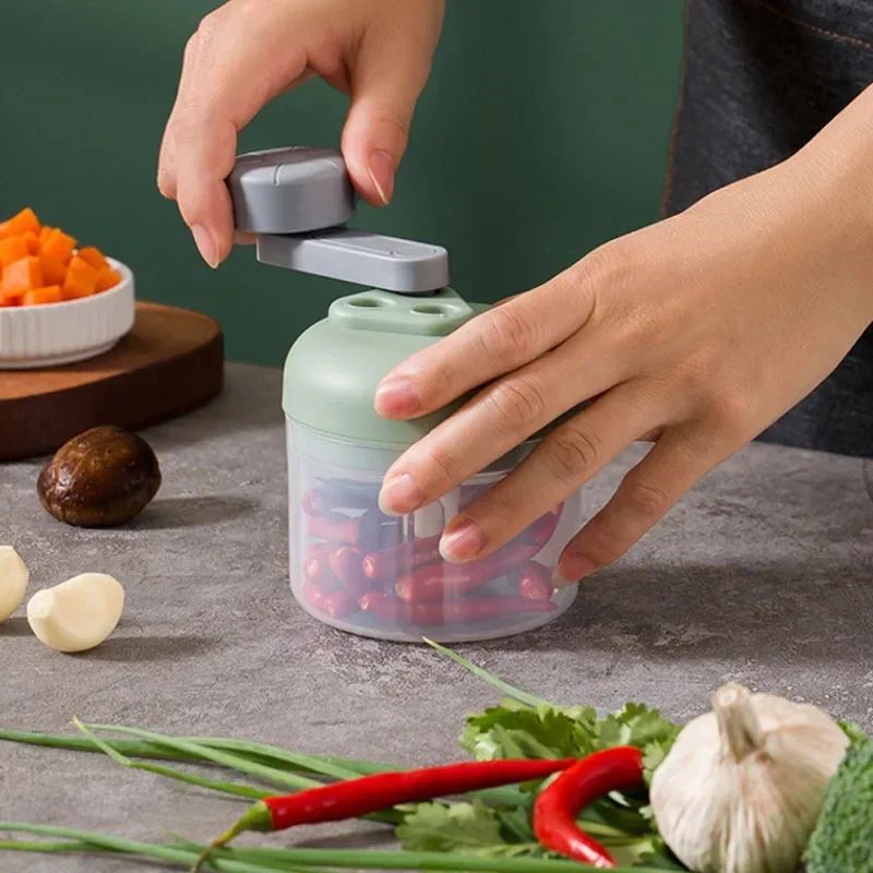 250ML Manual Food Processor Mini Cordless Vegetable Chopper with Handle Multifunctional Garlic Pounder Hand Crank Garlic Masher