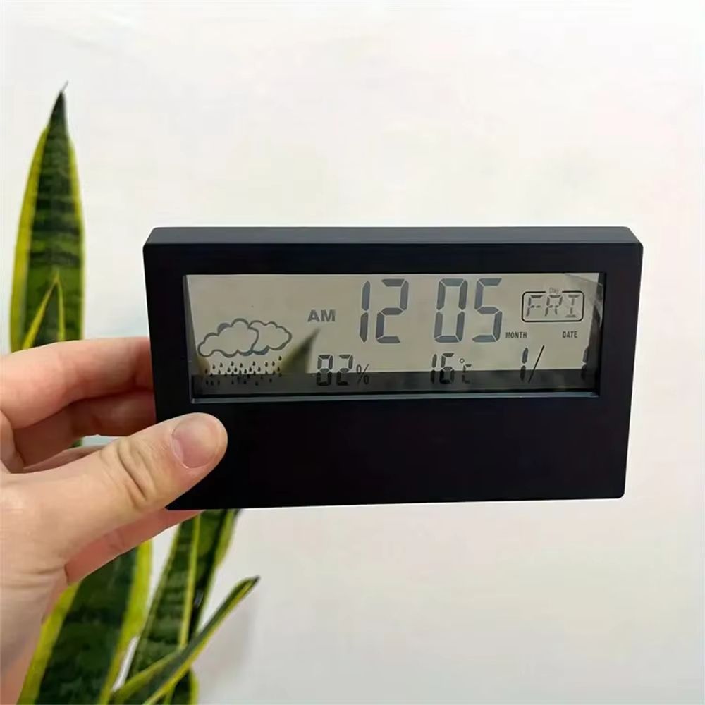 Alarm Clock LED Electronic Desk Clock with Digital Weather Thermometer Hygrometer and Date Display in Transparent Design Fation gift