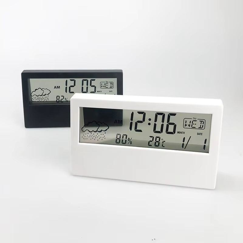 Alarm Clock LED Electronic Desk Clock with Digital Weather Thermometer Hygrometer and Date Display in Transparent Design Fation gift