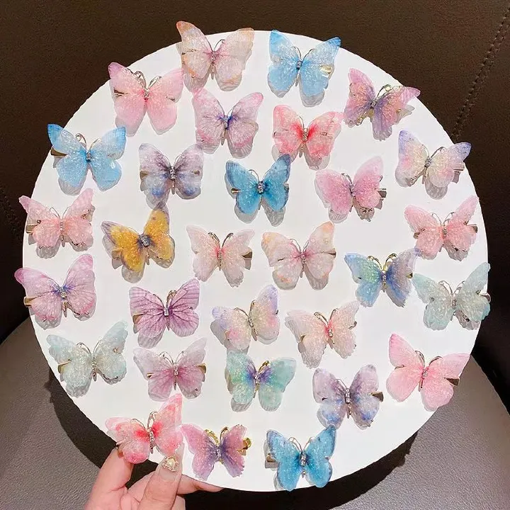 6Pcs New Rainbow Butterfly Girl Cute Super Immortal Hair Clip Children's Side Broken Hair Fixed Princess Hair Jewelry