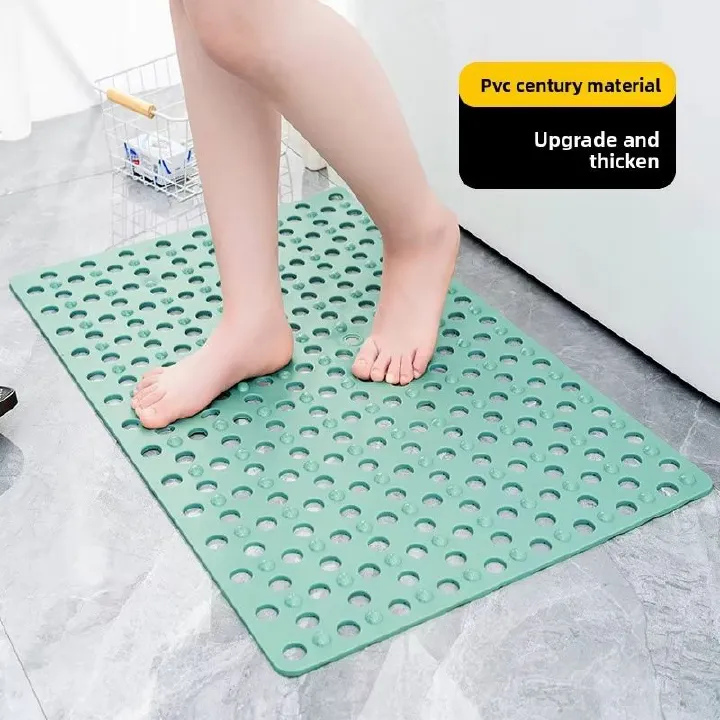 Square Bathroom Mat with Suction Cup Round Hole Design Non-slip Shower Anti-fall Home Shower Massage Fast Drainage Mat