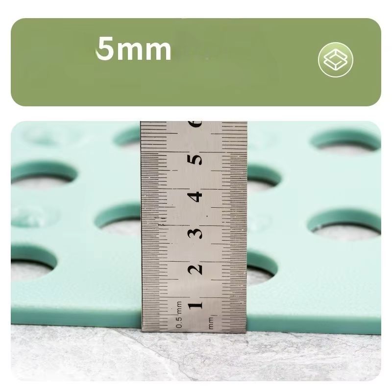 Square Bathroom Mat with Suction Cup Round Hole Design Non-slip Shower Anti-fall Home Shower Massage Fast Drainage Mat