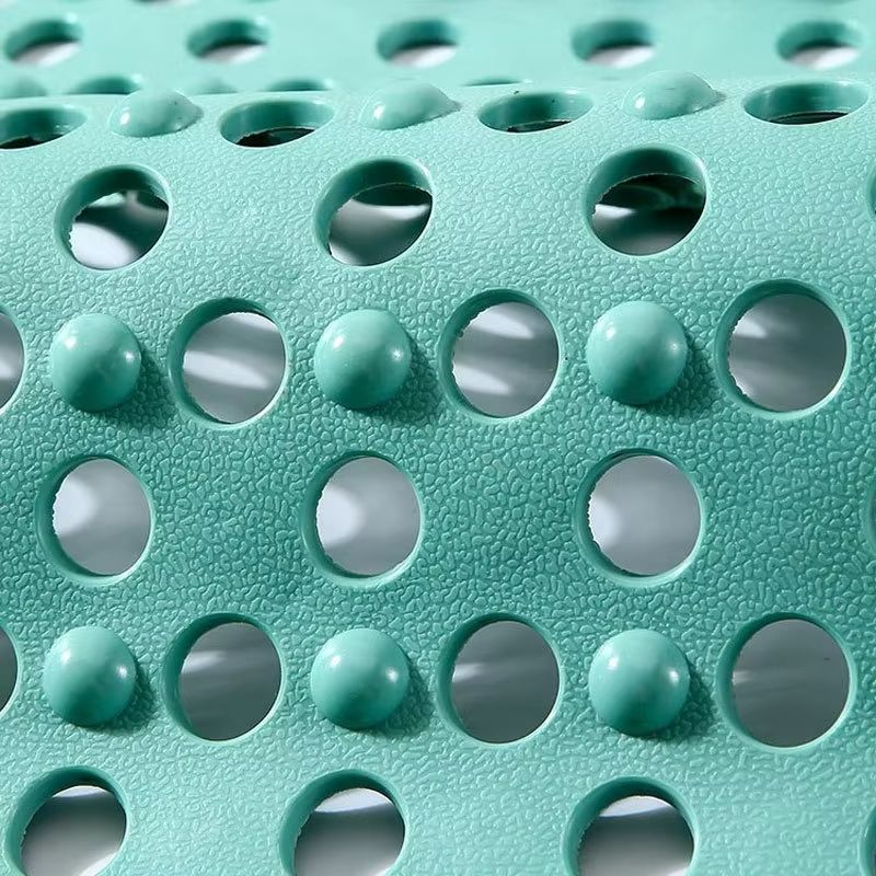 Square Bathroom Mat with Suction Cup Round Hole Design Non-slip Shower Anti-fall Home Shower Massage Fast Drainage Mat