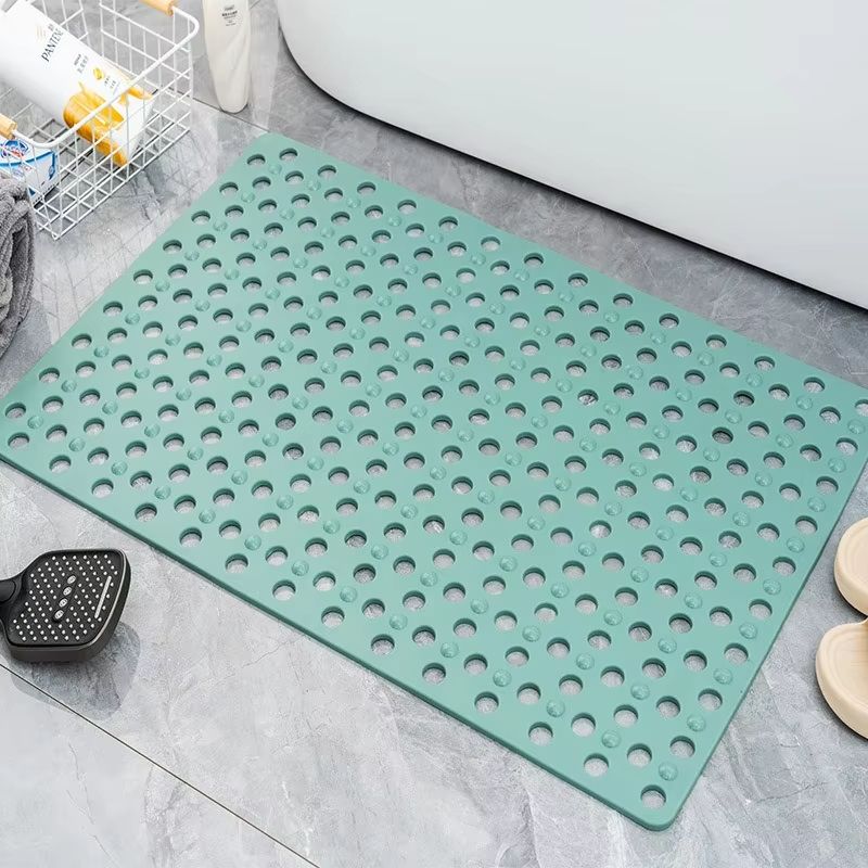 Square Bathroom Mat with Suction Cup Round Hole Design Non-slip Shower Anti-fall Home Shower Massage Fast Drainage Mat