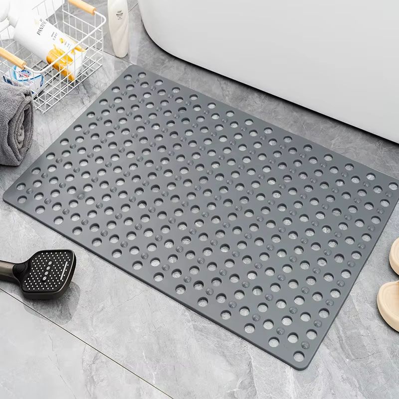 Square Bathroom Mat with Suction Cup Round Hole Design Non-slip Shower Anti-fall Home Shower Massage Fast Drainage Mat