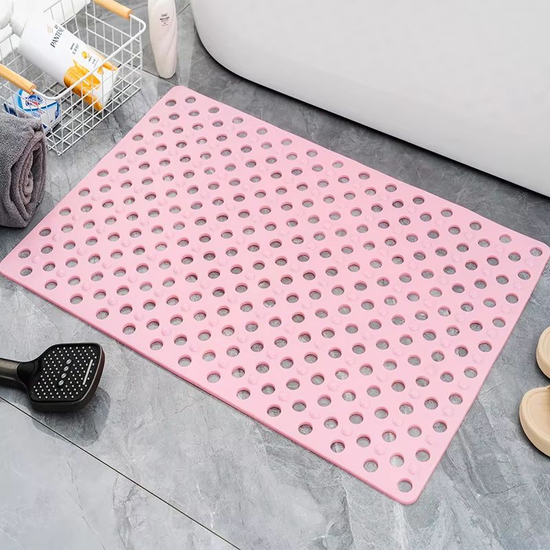 Square Bathroom Mat with Suction Cup Round Hole Design Non-slip Shower Anti-fall Home Shower Massage Fast Drainage Mat