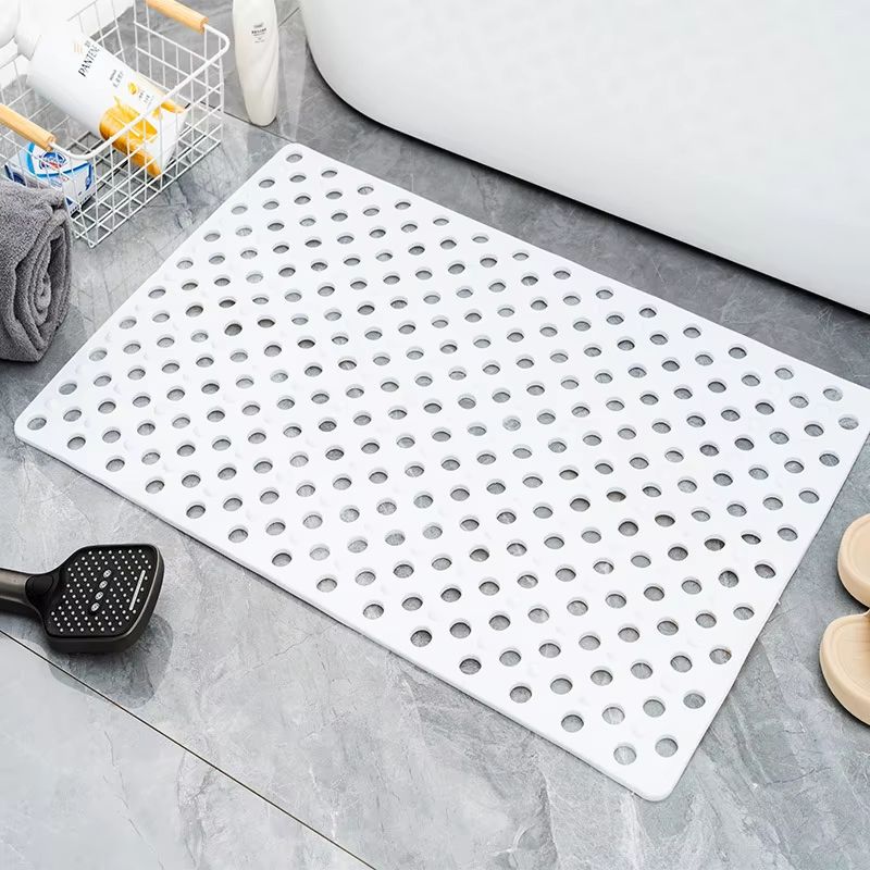 Square Bathroom Mat with Suction Cup Round Hole Design Non-slip Shower Anti-fall Home Shower Massage Fast Drainage Mat