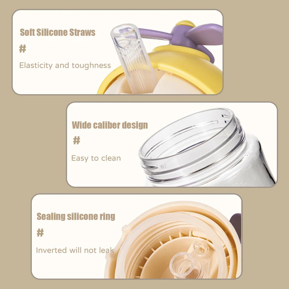 250ml Kids Water Sippy Cup Cute Cartoon Baby Cups With Straws Leakproof Water Bottles For Girls Outdoor Children's Cup