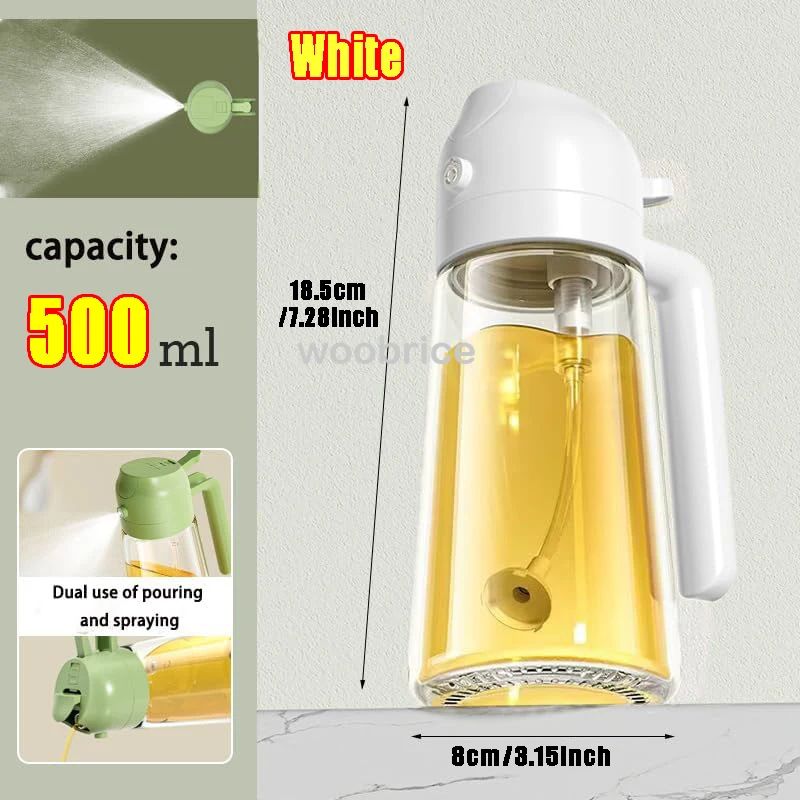 Oil dispenser bottle Glass oil spray bottle Auto-Flip & Oil Spray Multifunction Oil Jar Bottle 470ml Glass for Oil, Vinegar, etc.  Kitchen & Dining