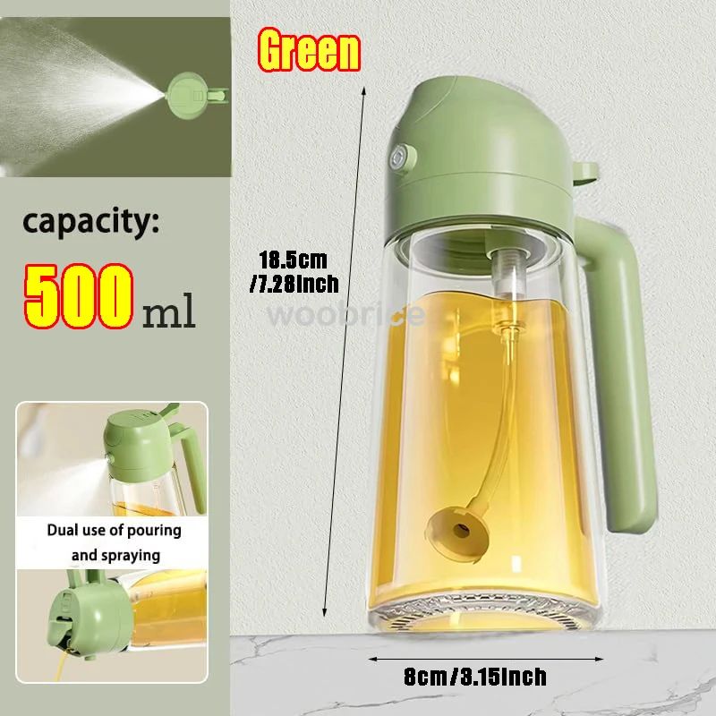 Oil dispenser bottle Glass oil spray bottle Auto-Flip & Oil Spray Multifunction Oil Jar Bottle 470ml Glass for Oil, Vinegar, etc.  Kitchen & Dining