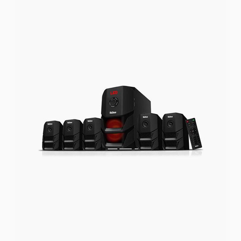 OHMs 5.1ch Home Theatre  Speaker System with Usb Fm Sd Card 15000W Woofer P.M.P.O Aux Ready Super Bass Surround Sound Remote Control And LED Light sound bars speakers 1Yr Warranty