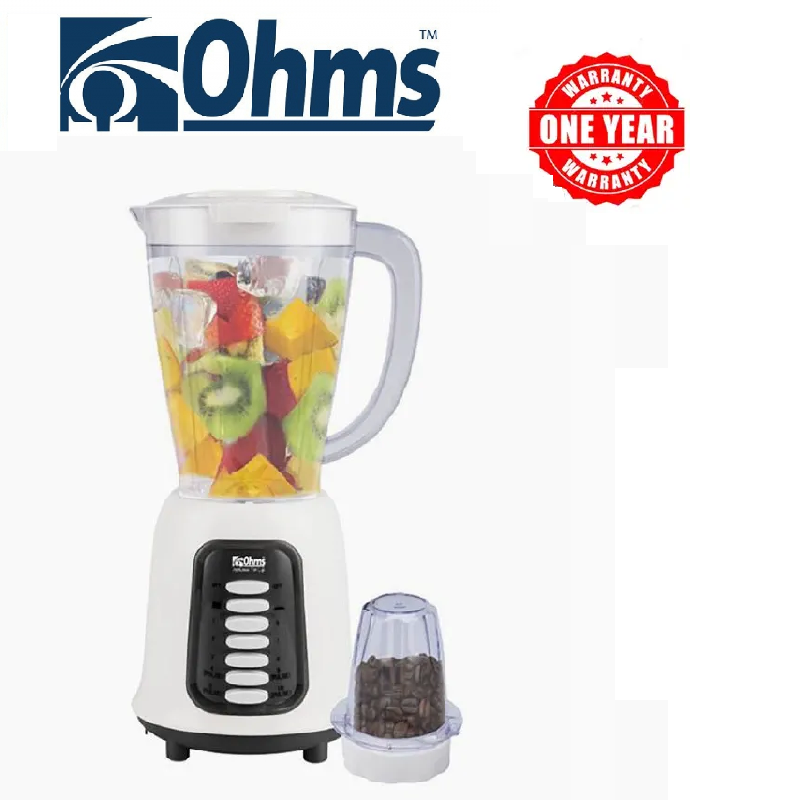 Ohms 1.5L Multifunctional 2 In 1 Blender OBP-K450G Powerful 3 Speed Motor Countertop Blender with Grinding Machine and Coffee Mill Fruit Juicer with  Cupjar and Super Sharp Stainless Steel Blades