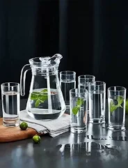 OFFER !!7Pcs Quality Water Set 6 Glasses With 1 Jug YZH41C/L7 wine glasses Luminarc water set water jug and Glasses