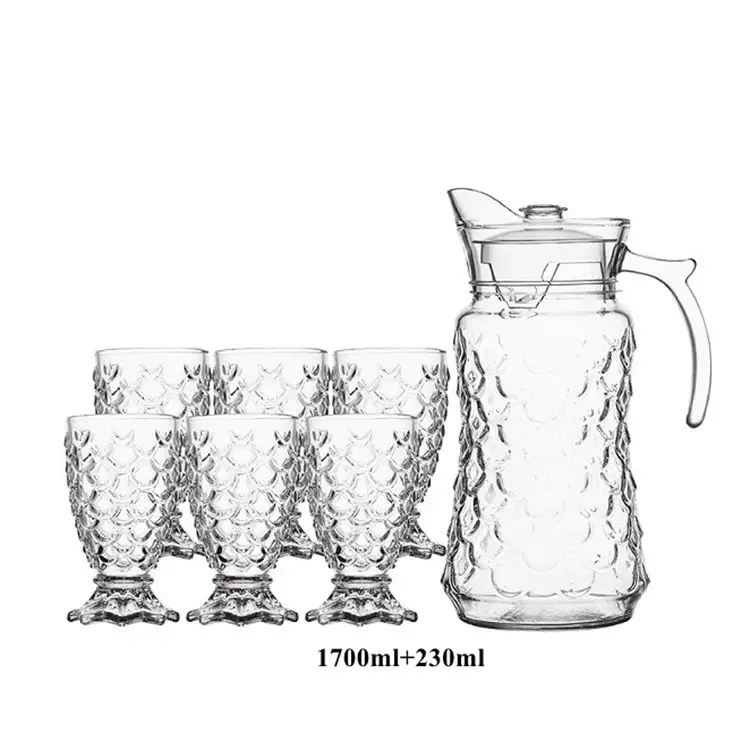 OFFER !!7Pcs Quality Water Set 6 Glasses With 1 Jug YZH34/L7HA wine glasses Luminarc water set water jug and Glasses available in gold