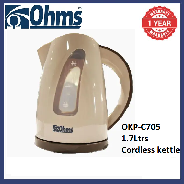 OHMs Cordless Electric Kettle 1.7Ltr Okp-C705 Energy Efficient Electric Water Kettle Heater Jug Cordless  Electric Kettle with 1 year warranty