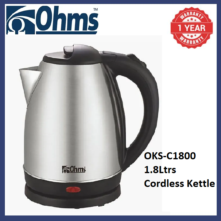 OHMs 1.8ltrs Cordless Kettle OKS-C1800 1500W 1.8L Energy Efficient Electric Water Kettle Heater Jug Cordless Stainless Steel Electric Kettle kitchen appliance kettle boiling