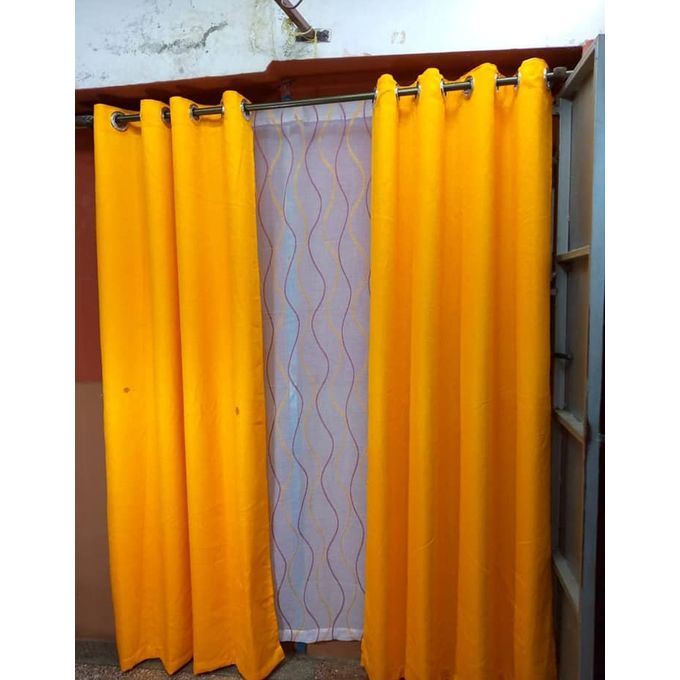 2PCS OF MUSTARD YELLOW CURTAIN WITHOUT SHEER