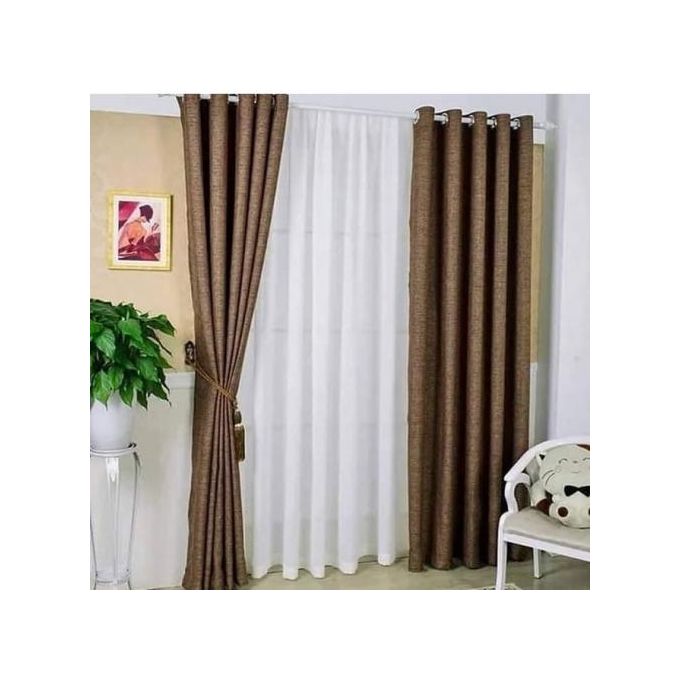 2PCS OF BROWN CURTAIN WITHOUT SHEER