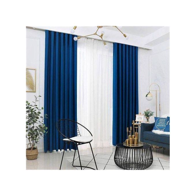 Navy Blue  Curtain for Living room window and door. Comes as a package of 2pcs 6M(3M+3M) with a heavy 4M white sheer