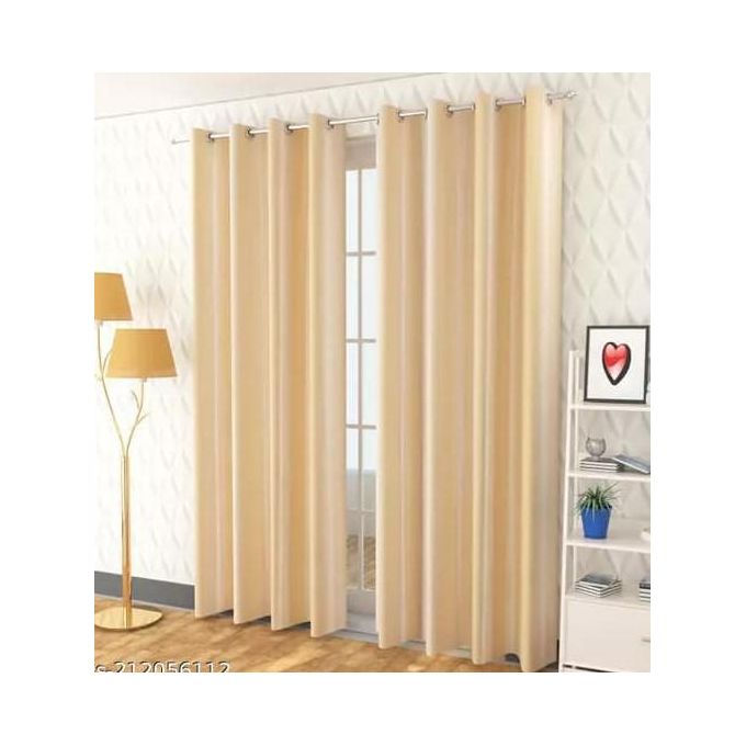 Cream  Curtain for Living room window and door. Comes as a package of 2pcs 6M(3M+3M) with a heavy 4M white sheer