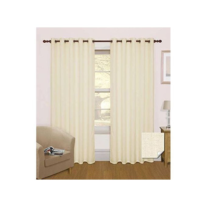 Cream  Curtain for Living room window and door. Comes as a package of 2pcs 6M(3M+3M) with a heavy 4M white sheer