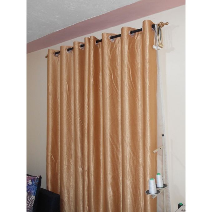 Cream  Curtain for Living room window and door. Comes as a package of 2pcs 6M(3M+3M) with a heavy 4M white sheer