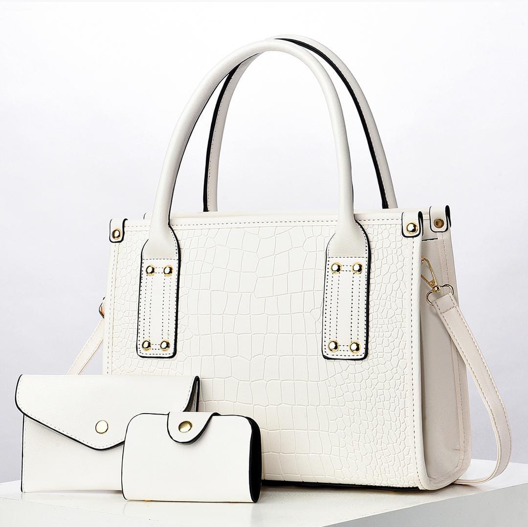 3-in-1 Elegant Luxury Croc-Textured Handbag Set with Stylish Details, Premium Craftsmanship, Detachable Shoulder Strap, Secure Closures, and a Chic, Versatile Design