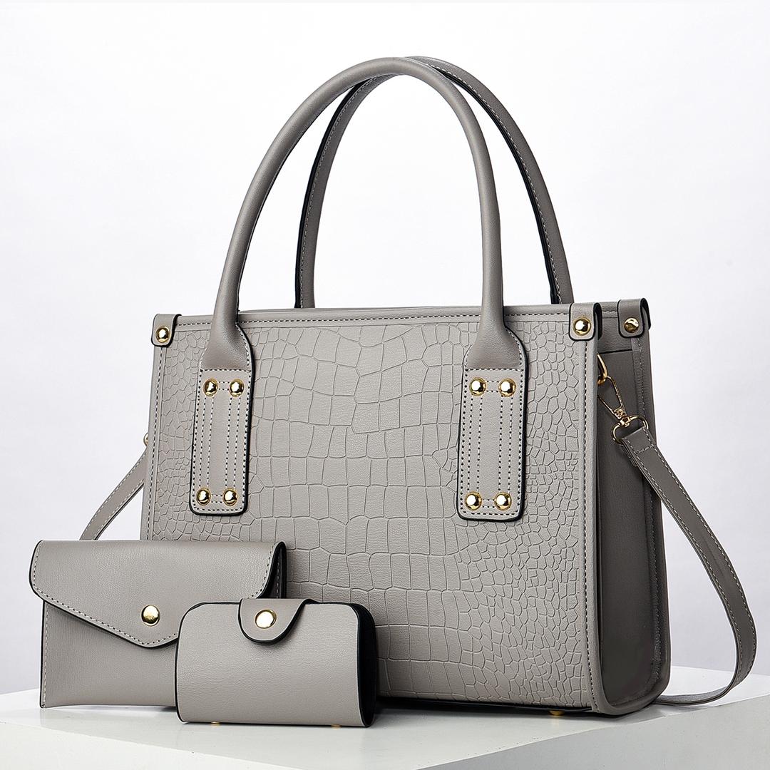 3-in-1 Elegant Luxury Croc-Textured Handbag Set with Stylish Details, Premium Craftsmanship, Detachable Shoulder Strap, Secure Closures, and a Chic, Versatile Design