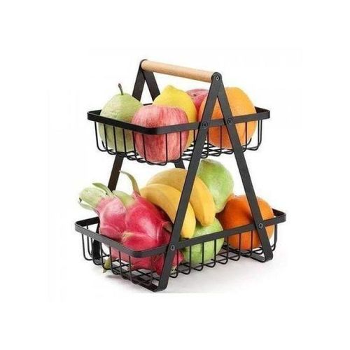 2 Tier Metalic Fruit Rack Basket Spice Rack