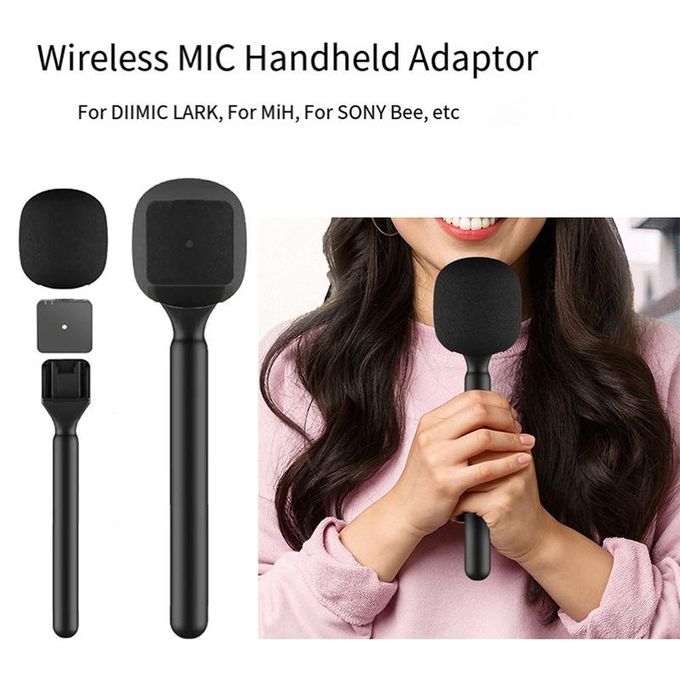 Wireless Interview Microphone Adapter Handheld Mount Holder for DJI Mic Stand, Holder for DJI Mic 1/2 / Rode Wireless GO II, for Hollyland Lark M1 /C1 / 150 / Synco G1/A2 / Movo and More
