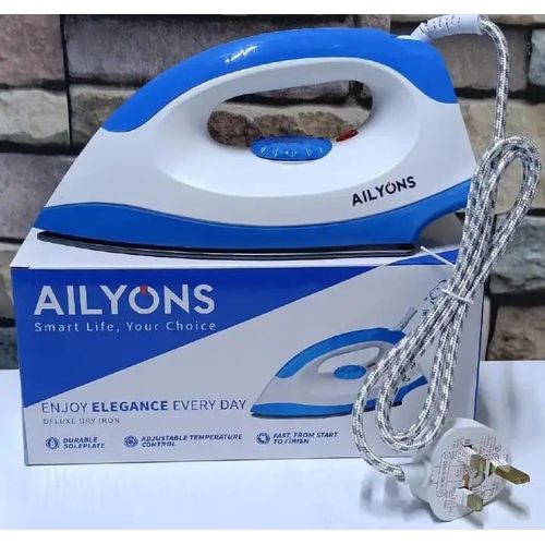 AILYONS Efficient High Quality Electric Dry 1000W Iron Box with Smooth Glide Technology // Best Iron Box for Official Men's Clothes & School Uniforms – Teflon Coated
