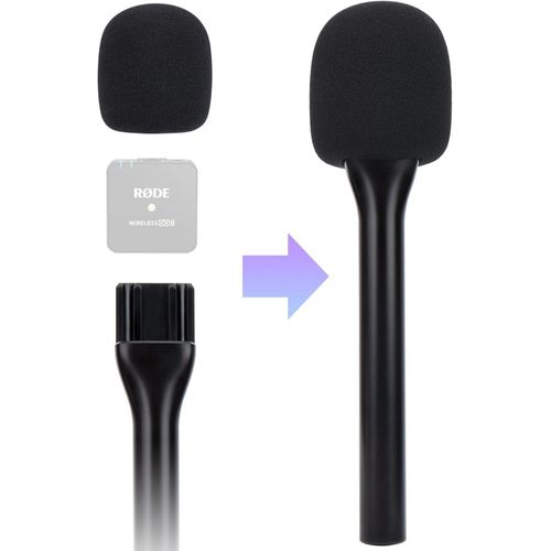 Wireless Interview Microphone Adapter Handheld Mount Holder for DJI Mic Stand, Holder for DJI Mic 1/2 / Rode Wireless GO II, for Hollyland Lark M1 /C1 / 150 / Synco G1/A2 / Movo and More