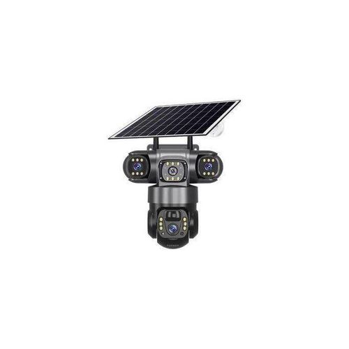 Solar Light 4G (Simcard) V380 Triple Lens Three Screens Camera Solar Powered - (PIR Human Detection,Colored Night Vision, All Weatherproof, Security Video IP Camara 4mp Battery CCTV Monitor)