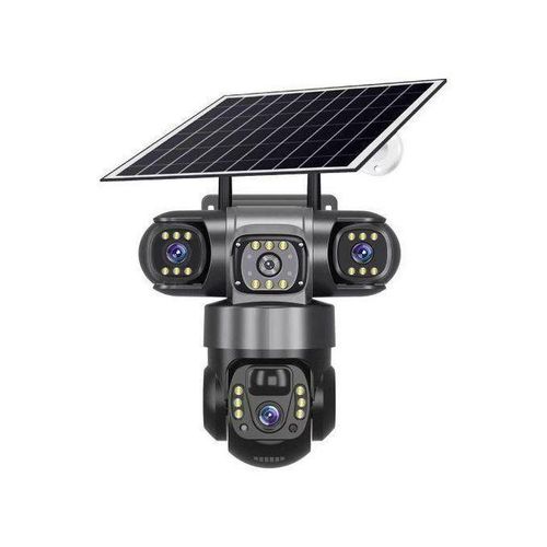 Solar Light 4G (Simcard) V380 Triple Lens Three Screens Camera Solar Powered - (PIR Human Detection,Colored Night Vision, All Weatherproof, Security Video IP Camara 4mp Battery CCTV Monitor)