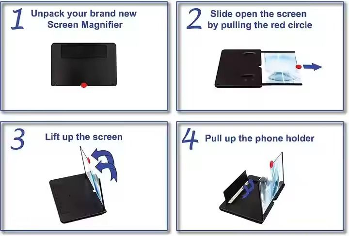 Screen Magnifier for Smartphone, HD Mobile Phone Video Amplifier, Portable Enlarged Screen Tablet for Gaming, Movies, Cartoons, Angle Adjustable, Compatibility with All Smartphones