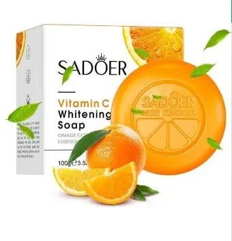 3 Pieces SADOER Deep Cleansing Vitamin C Soap Whitening for Face and Body Skin Vitamin C Black Spots Whitening Soap, Removes Dirt, Whiten Black Spots, Fade Dark Marks