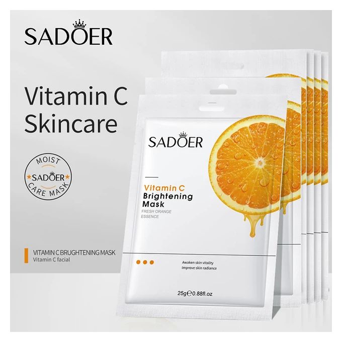 SADOER 10 Piece Sadoer Vitamin C Brightening Revitalize Face Mask Fresh Orange Facial Sheet Mask Vitamin C Sheet Face Masks-Moisturizing, Anti-Aging & Skin Firming, Hydrating & Brightening Sheet Mask