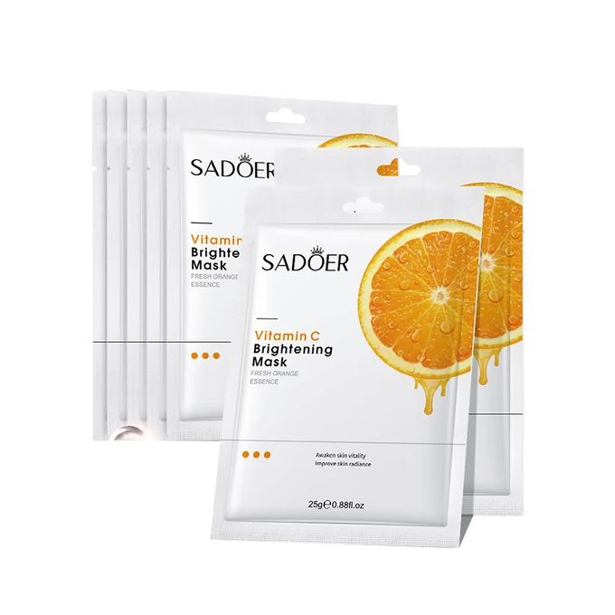 SADOER 10 Piece Sadoer Vitamin C Brightening Revitalize Face Mask Fresh Orange Facial Sheet Mask Vitamin C Sheet Face Masks-Moisturizing, Anti-Aging & Skin Firming, Hydrating & Brightening Sheet Mask