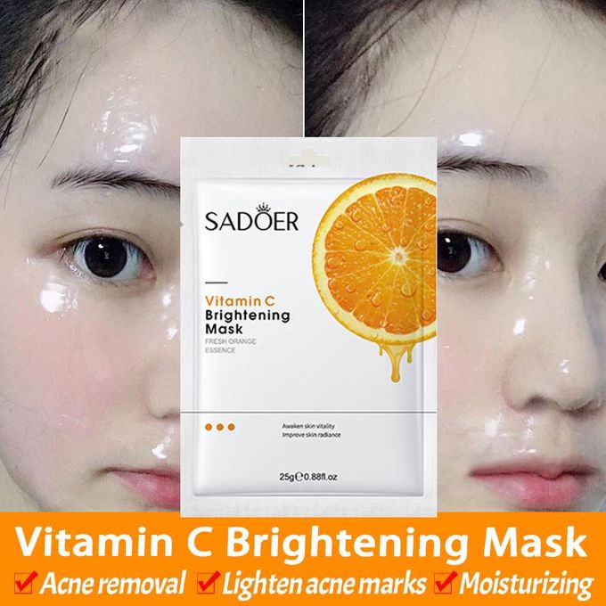 SADOER 10 Piece Sadoer Vitamin C Brightening Revitalize Face Mask Fresh Orange Facial Sheet Mask Vitamin C Sheet Face Masks-Moisturizing, Anti-Aging & Skin Firming, Hydrating & Brightening Sheet Mask