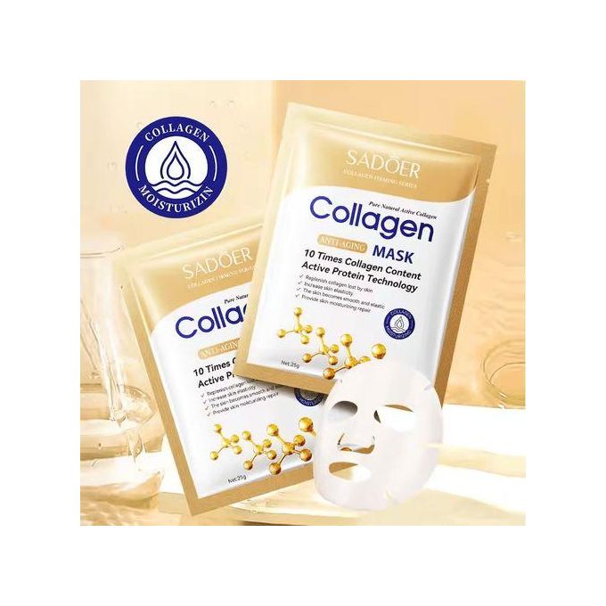 10 Pieces Sadoer Collagen Face Mask Anti-Aging  Face Mask Moisturizing Firming Anti-aging Repair Brightening Facial Sheet Mask Minimize Wrinkles, Restores Skin Elasticity & Firmness