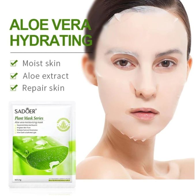 5 Pieces SADOER Face Hydrating and Moisturizing Aloe Vera Facial sheet Mask Anti Wrinkles anti Aging Smothens Your Skin