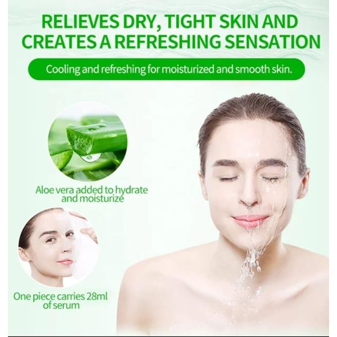5 Pieces SADOER Face Hydrating and Moisturizing Aloe Vera Facial sheet Mask Anti Wrinkles anti Aging Smothens Your Skin