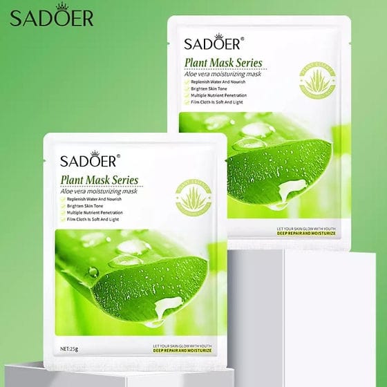 5 Pieces SADOER Face Hydrating and Moisturizing Aloe Vera Facial sheet Mask Anti Wrinkles anti Aging Smothens Your Skin